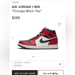 Air Jordan 1 Mid “Chicago Toe”